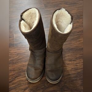 UGG Dark Brown Boots with Gold Accents